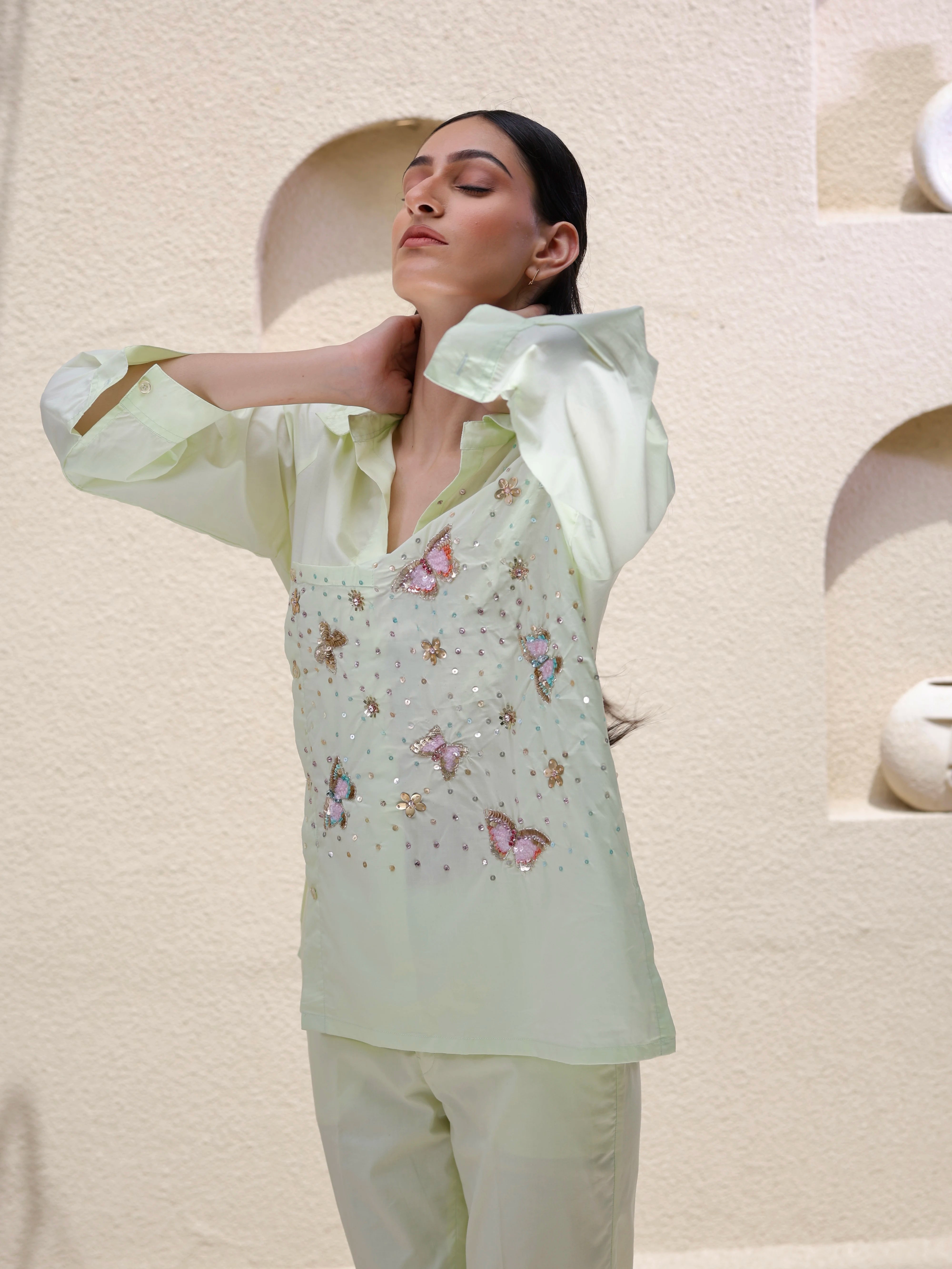 Pista Papillon Hand embroidered Butterfly Co-Ord Set