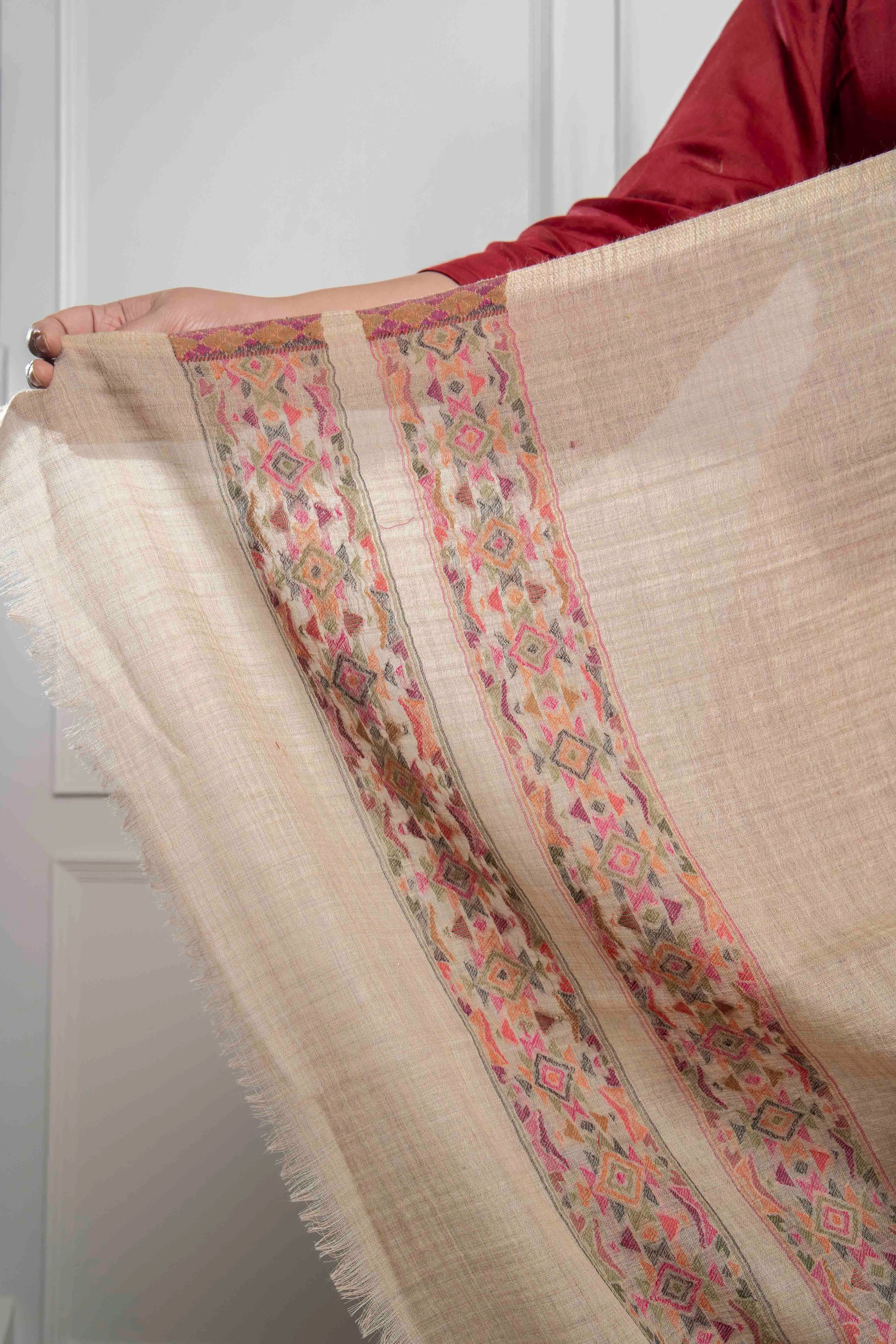 Tooshi Kani Border design Wool Silk Blend Shawl