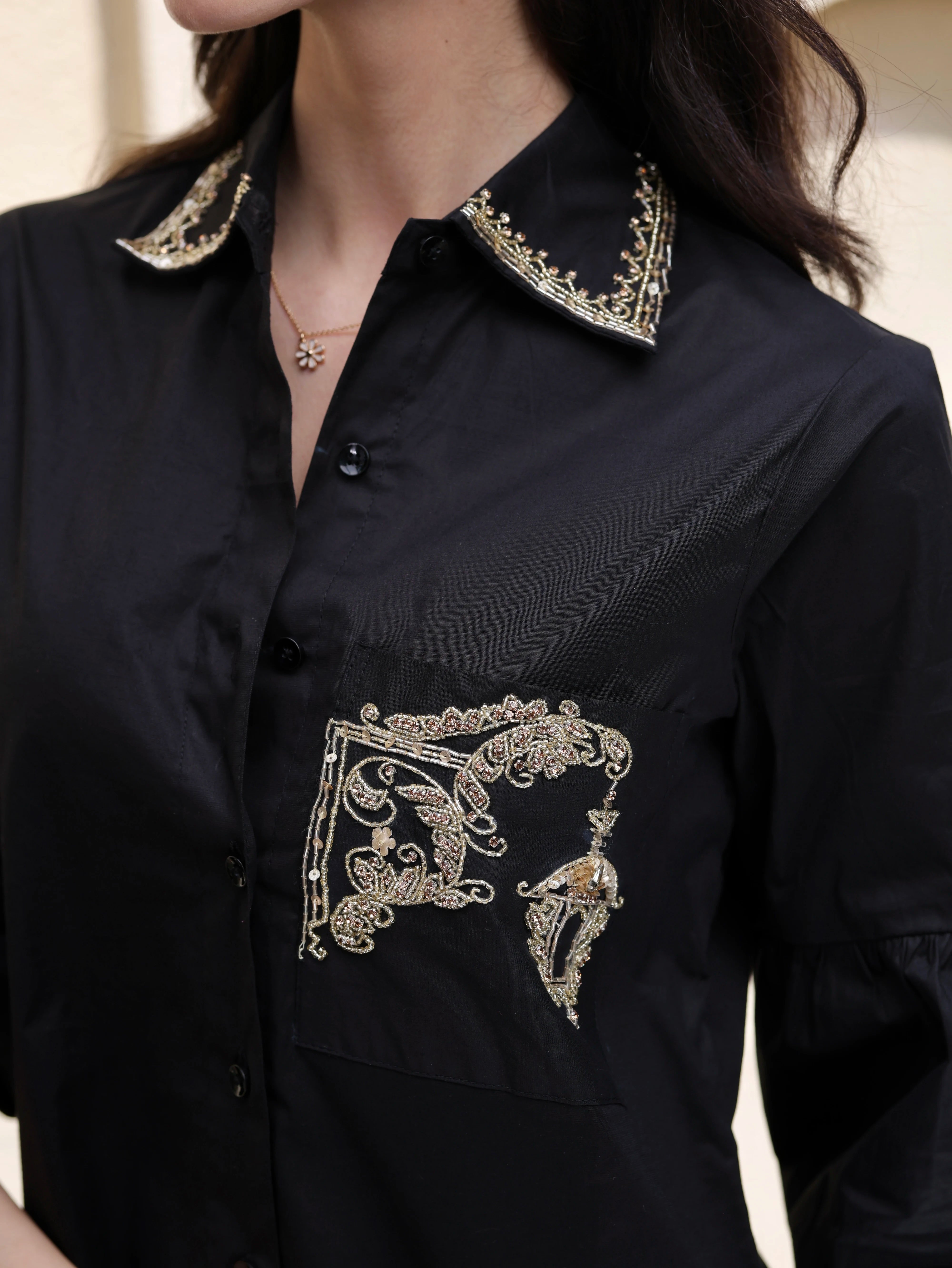 Midnight Monogram – Black Embroidered Co-Ord Set