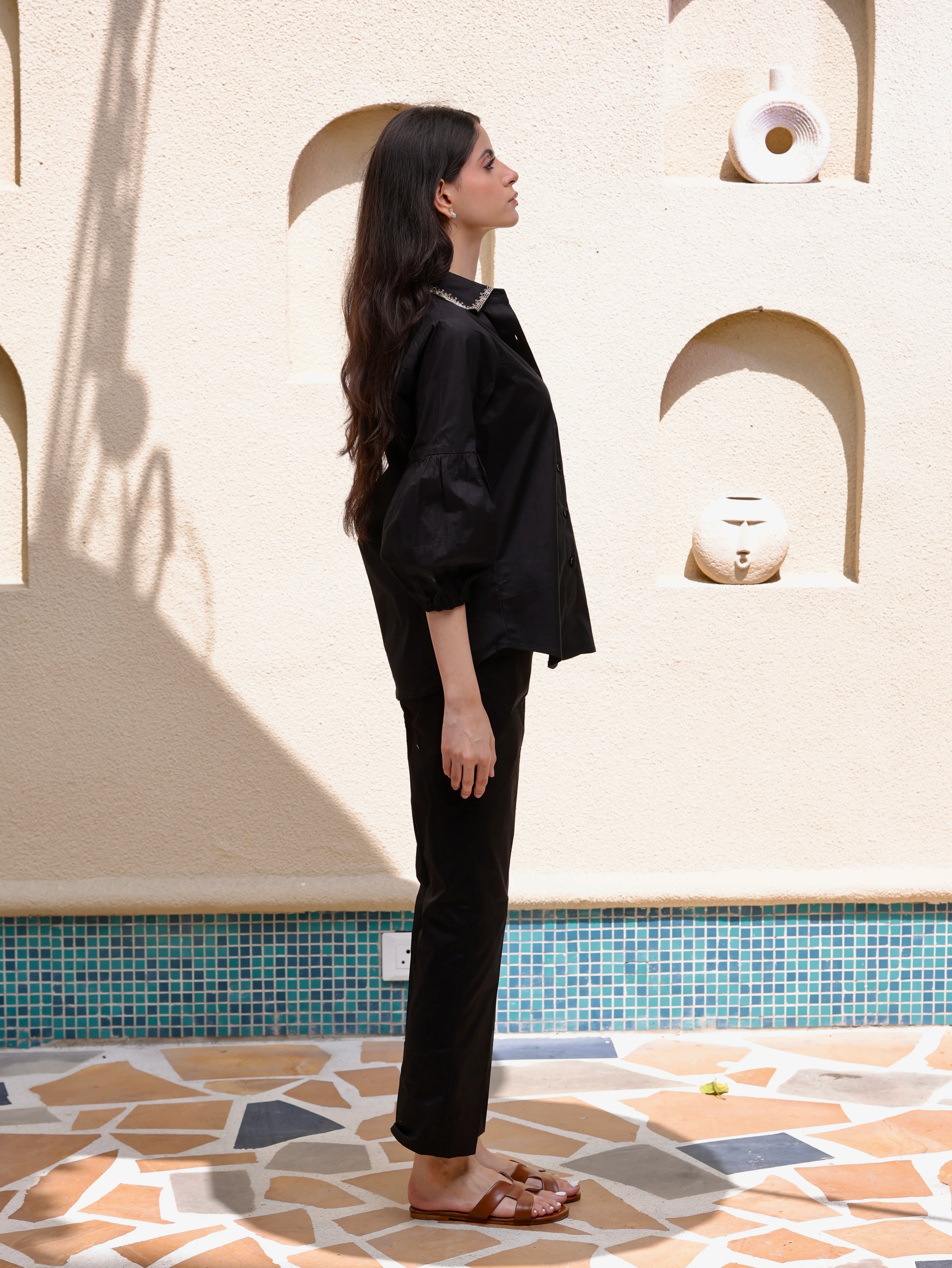 Midnight Monogram – Black Embroidered Co-Ord Set