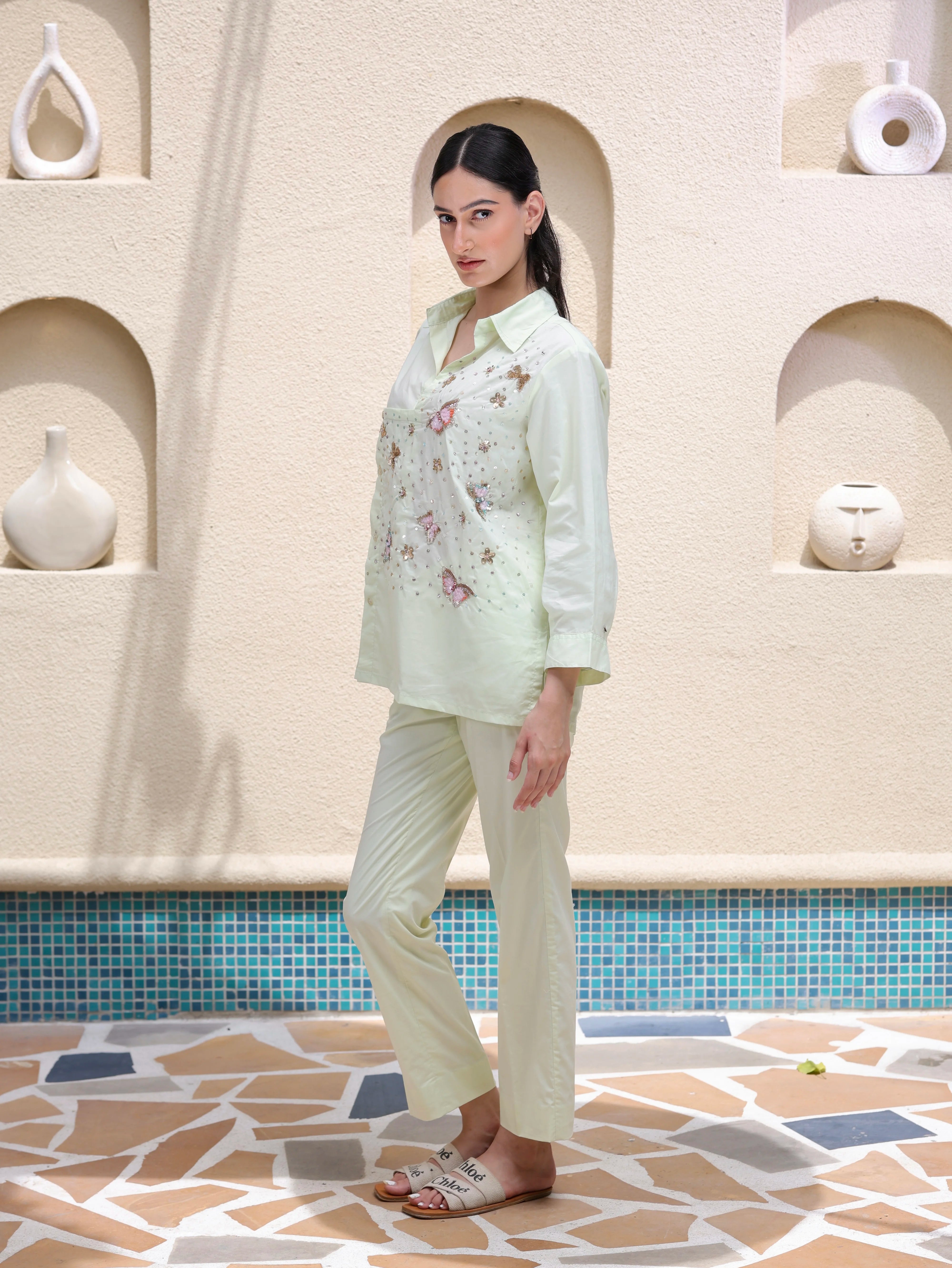 Pista Papillon Hand embroidered Butterfly Co-Ord Set